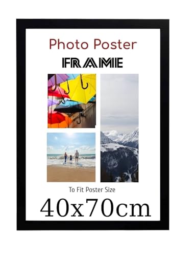 Black 40 x 70 cm Poster Frames - Large MDF Wooden Frames 70x40 cm - Both Ways Wall Hanging Wall Gallery Living Room Photo Picture Frame With Shatterproof Perspex Sheet