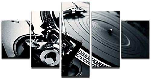 Cuadros en lienzo Arte de la pared del hogar Sin marco Decoración 5 piezas Música Consola de DJ Instrumento Pintura Club nocturno de mural Bar Impresiones Póster 25x40cmx2P Cover