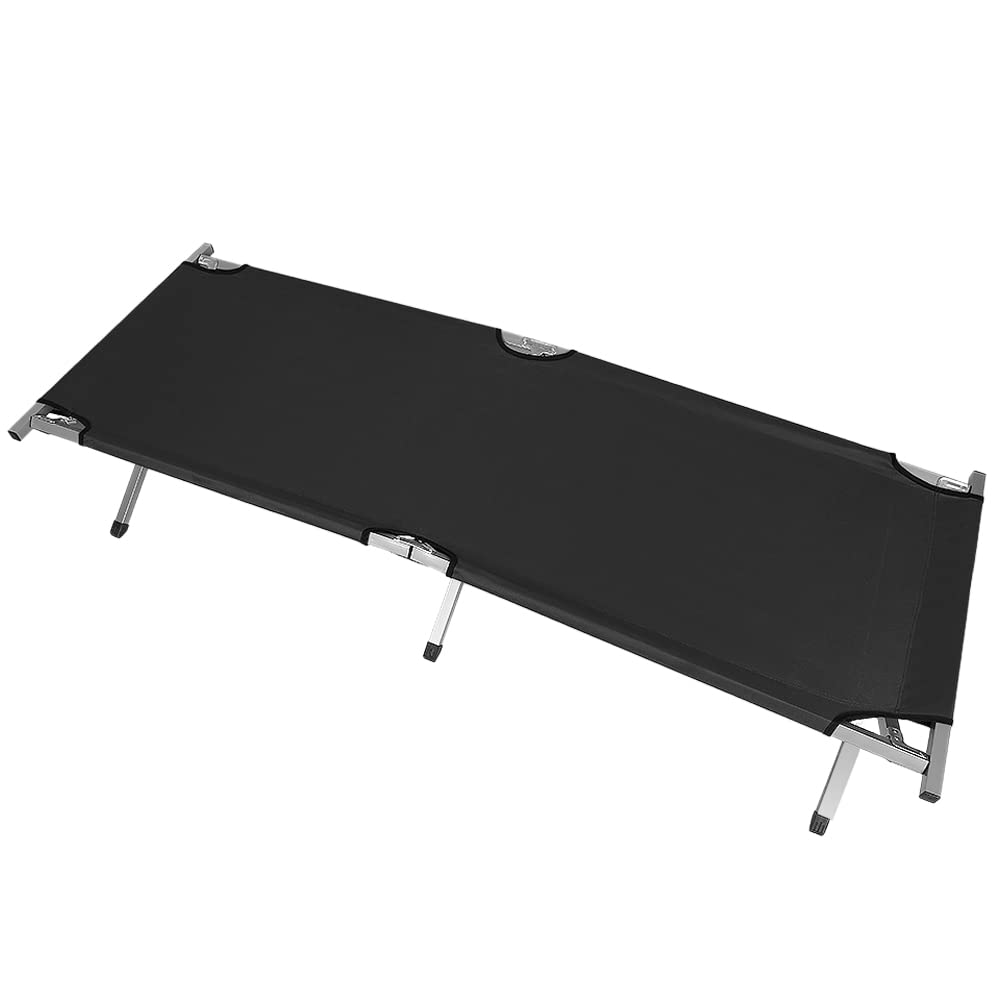 DDMINE Lit de Camp Robuste pour Adultes Lit de Camp Pliable avec Sac de Transport pour Camping Jardin - Capacité Portante : 150kg, 190 * 64 * 42 cm (Noir)