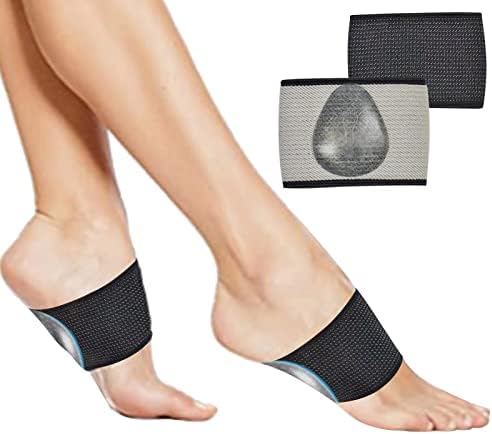 Binstorsty Compression Arch Support Sleeves With Gel Pad Inside, Plantar Fasciitis Relief,Targeted Soft Silicone Arch Support Padding for Foot Care(2 Pair Black - One Size Fits All)