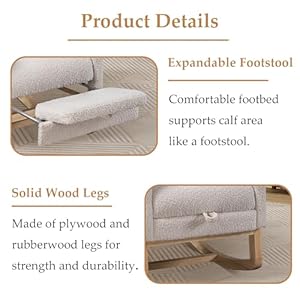 Nurseryrockingchairwithfootrestupholsteredgliderchairwithtwosidepocketshighbacknursingchairrockeraccentarmchairforbedroomlivingroomivory Urban Country Home Decor Nursery rocking chair with foot rest upholstered glider chair with two side pockets high back nursing chair rocker accent armchair for bedroom living room ivory urban country home decor