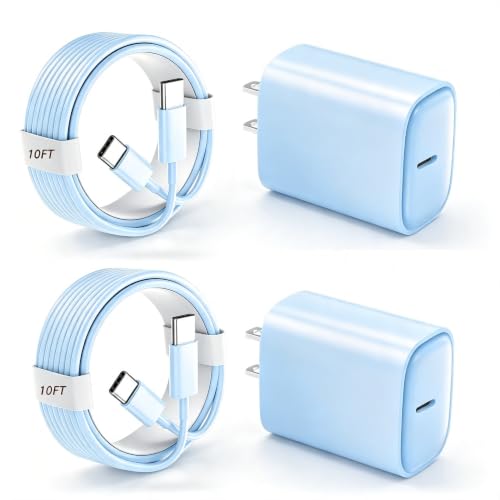 Phone 17 16 15 Pro Charger Fast Charging, 20W USB C Fast Charger Block with 10FT Long Type C Chargers Fast Charging Cable Cord for Phone 17/17 Pro/17 Pro Max/Air/16 Pro Max/16 Pro/15Pro Max/Pro, S24