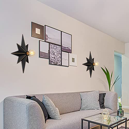 16 Inch Flush Mount Ceiling Light, Black Star Light Fixtures Ceiling For Hallway, Entryway, Study Room, Bedroom, Industrial Light Fixture Ceiling Mount For Porch Kitchen Farmhouse Lighting 2 Pack #TOP5