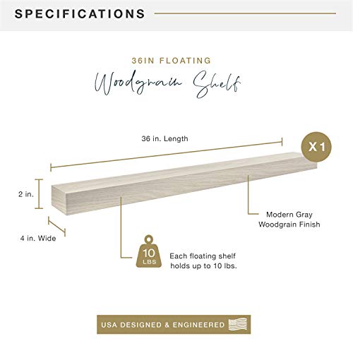 Image of MCS Gray Woodgrain Floating Shelf, 36 Inch x 4 Inch, 36 x 4