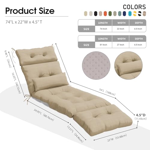 AOFEITE Outdoor Lounge Chair Cushions Set of 2, Water Fade Resistant by AOFEITE - Image 2