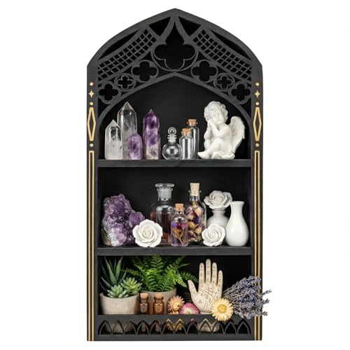 HBSGS Gothic Window Crystal Display Shelf, 1.96" Deep Wooden Wall