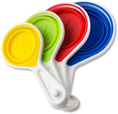 4-pieces,Pop Out Silicone Measuring Cups set- 60ml/80ml/125ml/250m (MULTICOLORED SET)…