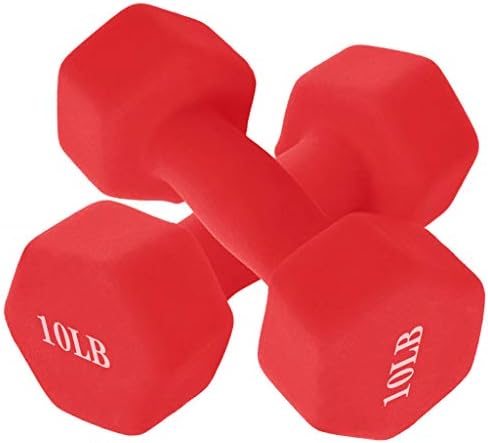 A Pair Dumbbell Barbell – Solid Design Exercise & Fitness Dumbbells | Neoprene Coated Weights Weights Dumbbells Set Suit for Man Women Strength Training Equipment, Red (US Stock) (10lb x 2)