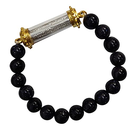 Heavens Tvcz Buddha Bracelet Lp.Amulet Natural Dark BlueStone Bead Pendant with Takut Kanpai Yantra 5 Rows Silver Charms Thai Bring Prosperity Wealth Money Attraction Protection, Healing Crystals