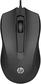 Mouse com Fio HP USB 100 – Sensor Óptico de 1600 DPI, Design Ambidestro, Conectividade USB-A, Compatível com Windows e macOS, Plug & Play, Preto (6VY96AA)