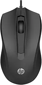 Mouse com Fio HP USB 100 – Sensor Óptico de 1600 DPI, Design Ambidestro, Conectividade USB-A, Compatível com Windows e macOS, Plug & Play, Preto (6VY96AA)