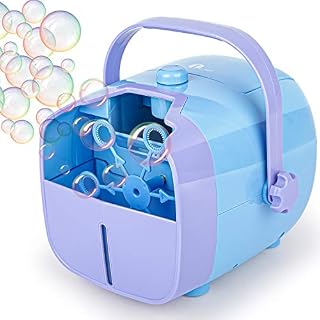 1byone Bubble Machine, Automatic Bubble Blower for Kids, Powered by Plug-in or Batteries