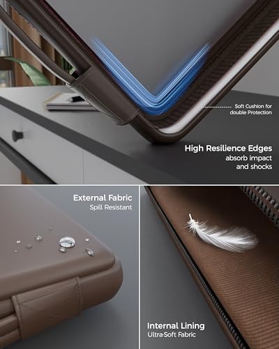 Image of FEDUS ORO Premium Vegan Leather Laptop Sleeve Bag Case 14.0 inch, Shockproof Office Laptop Cover Pouch Carrying Bag with Accessory Pocket & Handle for MacBook, HP, Dell, Lenovo, Asus for Men & Women