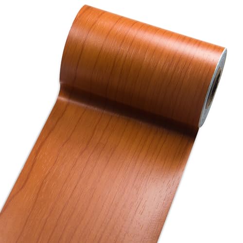 Image of Wood Grain Tape for Mirrors, 4 in x 32 ft Wallpaper Border Repair Tape for Furniture, Floor, Bathroom, Cabinets, Windows, Home Decoration 1 Roll (Brown)