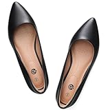 Rekayla Black Flats for Women Pointed Toe Ballet Flats Shoes for Women Comfortable Slip On Dress Shoes for Work Office Casual Daily Wear, PU Black Size 8