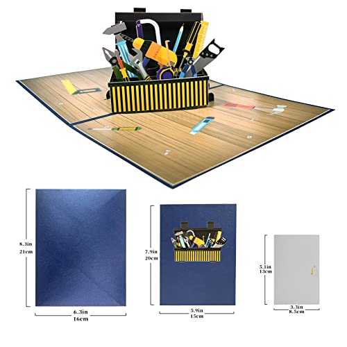 Greeting Art Father's Day Toolbox Pop Up Card,Father's Day Card, 3D Pop Up Greeting Card For Him– Father's Day Love Card,Birthday Card For Dad, Men, Husband, Brother #TOP1