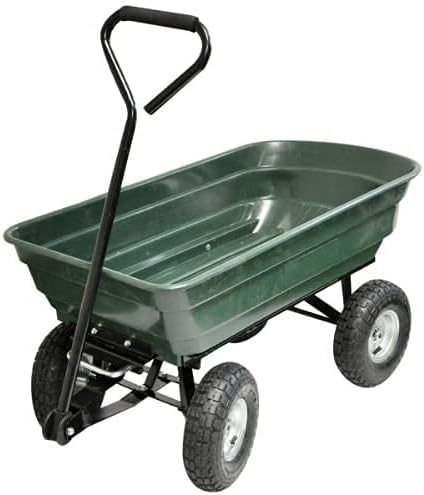 Netagon Outdoor Garden Cart Large 60L Heavy Duty 250kgs 4 Wheel Trolley Dump Wheelbarrow Tipping Truck Trailer with Handle