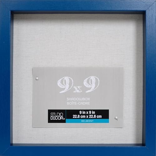 Studio Decor 9" x 9" Sapphire Blue Belmont Shadow Box - Includes Pre-Attached Hanging Hardware, Horizontal or Vertical Display - 1 Pack image 5