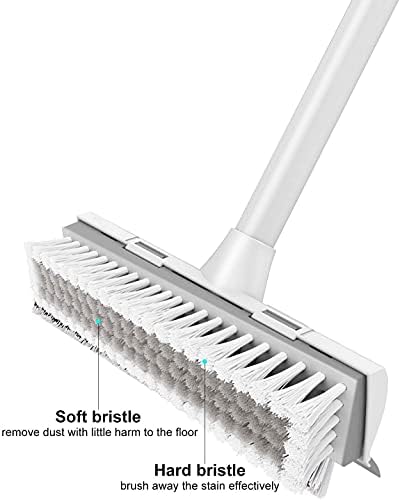 BOOMJOY 2 Pack Floor Scrub Brush with Long Handle, 2 in 1 Scrape and Brush, for Cleaning Deck, Tile, Grout, Kitchen, Patio, Garages - 3