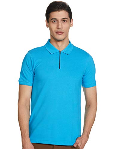 Amazon Brand – Symbol Men’S Solid Regular Polo Shirt (Spk-22_Lagoon Blue M)