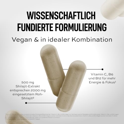 ESN Shilajit+, 60 vegane Kapseln, hochdosiert mit 2000 mg Shilajit aus Extrakt, mit Vitaminen und Piperin