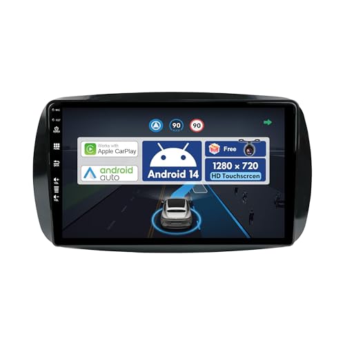 BXLIYER Autoradio para Mercedes-Benz Smart 453 Fortwo (2014-2020) - CarPlay Android Auto Dab WLAN Volante Bluetooth Mirrorlink 4G DSP - Gratis Trasera Cámara - Android 14-9 Pulgada 2 DIN