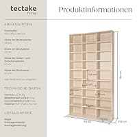 tectake Regal Aufbewahrung, offene Schrank Wand stehend für CDs, DVDs, als Bücherregal, Raumtrenner, Ständer oder Vitrine für Sammlungen und Hobby - buche – Ansicht 3