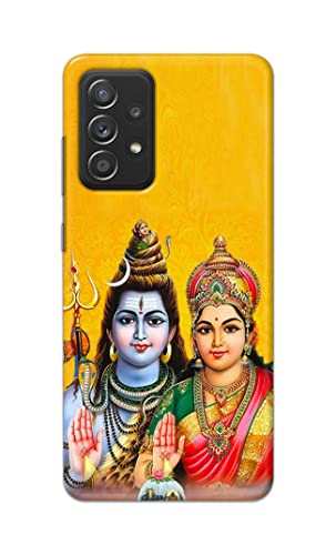 Image of PRINTFIDAA Lord Shiva Parvati Yellow Background Printed Designer Hard Back Case Cover for Samsung Galaxy A52 / A52 5G (6.5 inch) -(TI) MVN1008