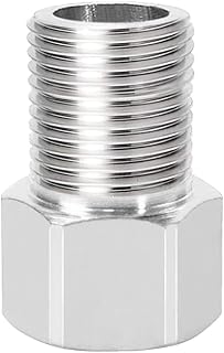 Hooshing Stainless Steel Pipe Fitting 1/2" Female to 1/2" Male Straight Thread Pipe Nipple Extension Connector Converter Adapter Length 1.57 Inch/40mm