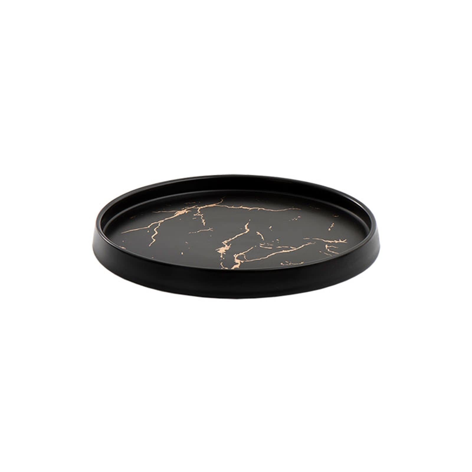 IMPREC Plate Golden Marble Texture Ceramic Trays Decorative Modern Desktop Dessert Plate Dressing Table Jewelry Cosmetic Storage Tray (Color : BK-S)