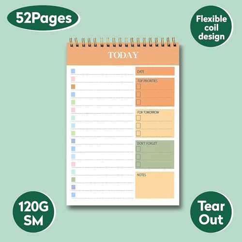 Hrlork 2 Pack A5 To Do List Notebook, Undated Planner With 52 Sheets 104 Pages Spiral-Bound Planner Notebook With Protective Cover，Ideal For Work Study Daily Organisation（Purple+Green） - 3
