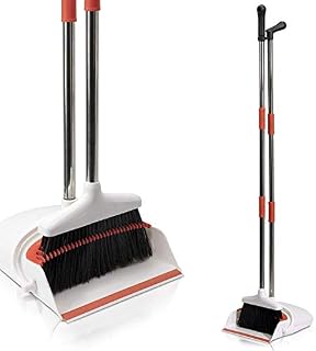 Primica Broom and Dustpan Set - Self-Cleaning Broom Bristles - Ideal Kitchen, Home