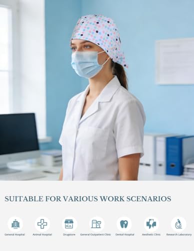 Image of Scrub Caps for Women with Buttons, Classic Surgical Caps
