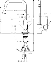 hansgrohe Focus M41 - Niederdruck Armatur Küche, Küchenarmatur für Untertisch-boiler, 1 Strahlart, Wasserhahn Küche mit Auslaufhöhe 260 mm, Mischbatterie Küche schwenkbar, Chrom, 31822000 – Ansicht 2