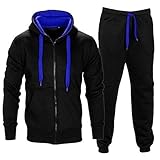 Zwei große Tiefe Taschen Herren Trainingsanzug Kontrast Fußball Sportanzug Fitnessstudio Fleece Kapuzenpullis Jogginghose Jogginghose Gym Set S-5XL