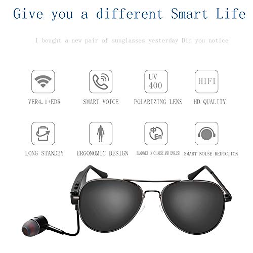 Óculos de sol inteligentes, Andoer Óculos de sol com fone de ouvido Bluetooth inteligente A8 Homens