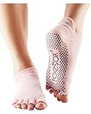 Toesox Half Toe Chaussettes de yoga avec semelle antidérapante Large noir