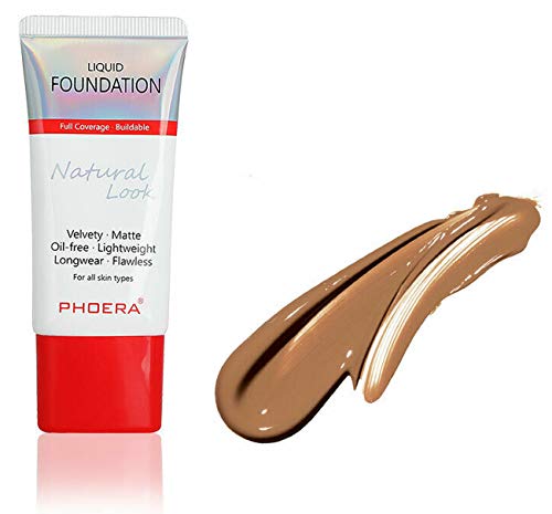 Image of AQUAPURITY PHOERA Full Coverage Foundation New Formula Waterproof Long Lasting Oil Free Velvet Matte Liquid Foundation for Oily Skin Flawless Makeup Base Cream Concealer (107 Honey…)