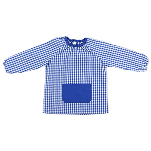 H HANSEL HOME Tablier d'École pour Enfant et Garçon, Tablier Blouse Pas de Bouton Élastique aux Poignets et au Cou Puor l'École e Artisanat - Bleu 6-7 Ans