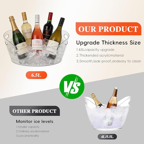 Yeatruojeet 2 PCS Ice Bucket for Parties, 6.5L Large Ice Bucket, 1.7 Gallon Champagne Bucket with 2 Scoops, Beverage Tub Mimosa Bar Supplies for Champagne, Beer, Cocktail by yeatruojeet - Image 3