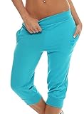 FIGURBETONT, enganliegend. Gennadi Hoppe Damen 3/4 Trainingshose Sporthose Kurze Hose Sport Fitness Jogginghose Shorts Barmuda, türkis,L