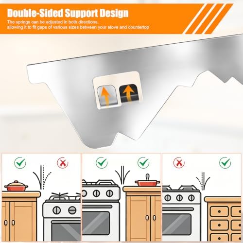 KOHUIPU Stove gap covers for electric stove,2 Pack Silver Stainless Steel Stove side Gap Covers Adjustable Length 13.8 inches to 27.5 inches,0.79 inch width gap cover for stove and counter — view 5