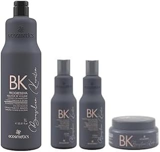 Brazilian Keratin Treatment BK | Progressive Brush | Hair Straightening & Smoothing System | Volume Reducer | Shampoo 8.45fl.oz + Conditioner 8.45fl.oz + Mask 8.45fl.oz + Keratin Treatment 33.8fl.oz