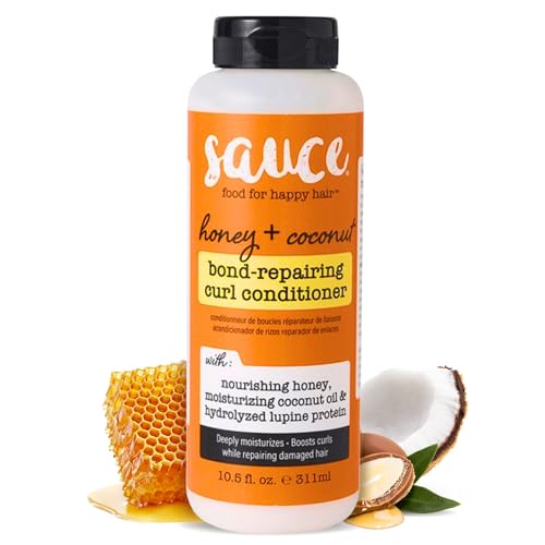 SAUCE Honey + Coconut Bond Repair Curly Hair Conditioner, 10.5 Fl Oz, Controls Frizz, Helps Repair Damage & Reduce Breakage with Lupine Protein & Squalane, No Sulfates & Parabens