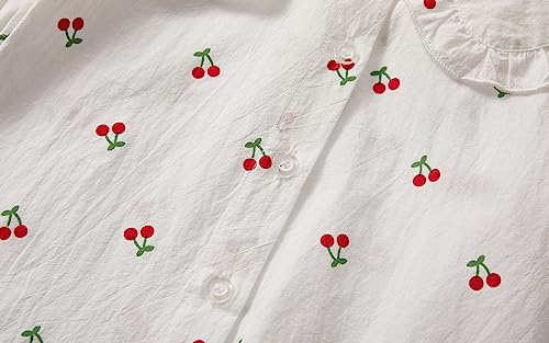 Image of Mud Kingdom Girls Blouse Shirts Spring Fall Long Sleeve Button-Down Top Ruffle Collar