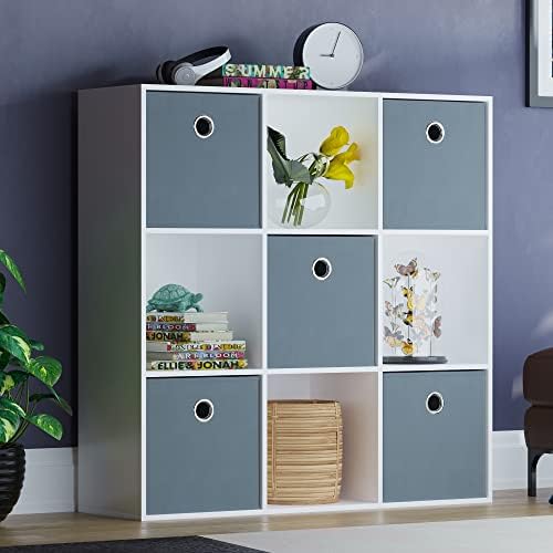 Vida Designs Durham Cube Bookcase Storage Organiser Living Room Bookshelf Home Office Furniture (9 Cube, White)