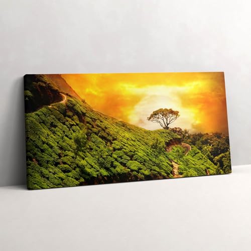 Art mural peinture sur toile 140x70cm de qualité supérieure motif colline du thé
