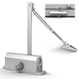 Hydraulic Automatic Door Closer 99-145lb for Home and Business, Soft Close Mechanism, Durable Aluminum Construction, Adjustable Settings, Quiet Operation for Bedrooms, Garages, and Offices