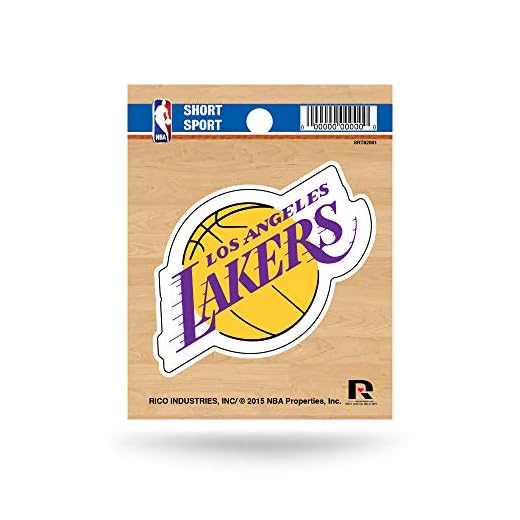 Rico Industries NBA Basketball Los Angeles Lakers Short Sport Decal 3.75' x 4.75' Die Cut Team Logo Short Sport Decal
