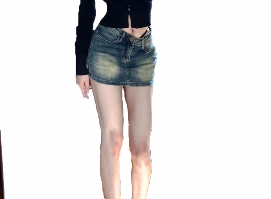 Minigonne da donna in denim a vita alta Streetwear Vintage Casual Gonna